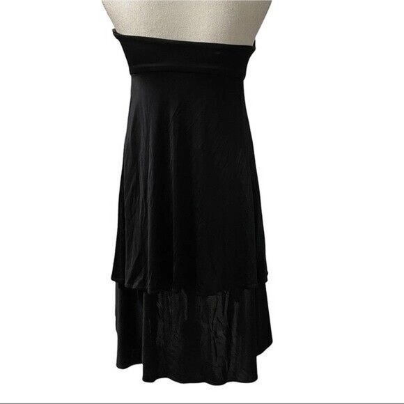 Mara Hoffman Silk Strapless Dress Black Asymmetrical Size XS layered - Picture 5 of 10
